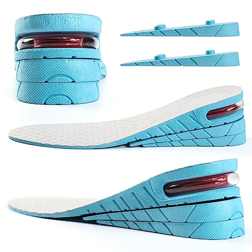 Image of Height Increase Insole 3-Layer Air Cushion Heel Insert Lift Shoes Insole for Men and Women Invisible Elevator Adjustable Insoles (Full Pad US 4-9, Blue)