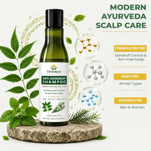 Image of Anti-Dandruff Shampoo with Neem, Tea Tree & Salicylic Acid | Modern Ayurveda Scalp Care | For Dandruff Control & Itch-Free Scalp | Suitable for Men & Women | 200ml