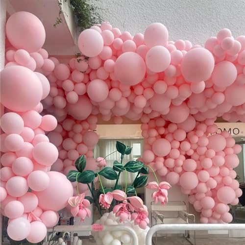 Image of 160Pcs Pastel Pink 12 Inch Pink Latex Party Balloons for Wedding Bridal Shower Gender Reveal Birthday Party Decoration