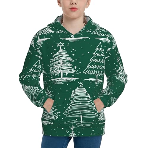 Christmas Trees Kids Pullover Hoodies Boys Sweatshirts Girls Athletic Clothes with Pocket