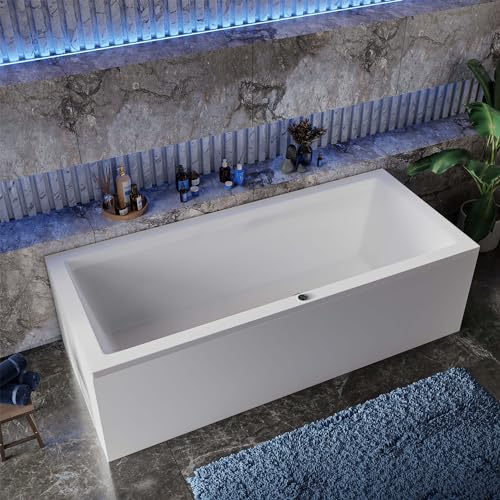 AQUADE Acryl Badewanne 180x80 Modell: Ulm - Weiß Badewanne Komplettset 180x80 - Badewannen mit Wannenfüßen + Schürze + Led – Bild 8
