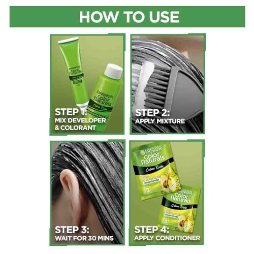 Garnier, Hair Colouring Creme, Long-lasting Colour, Smoothness & Shine, Color Naturals, Shade: 1 Natural Black, 70ml + 60g (PACK OF 2) 260g - Image 5