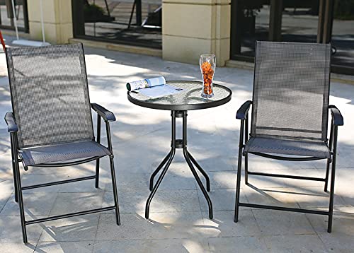 ZQINQC ガーデンファニチャーセット 3点セット 屋外家具 折りたたみ可能 ガーデンテーブル チェアー 強化ガラステーブルトップ、 家族、クラブ、ホテル、屋外での休息に適しています (Color : Clear, サイズ : 60cm) 2枚目
