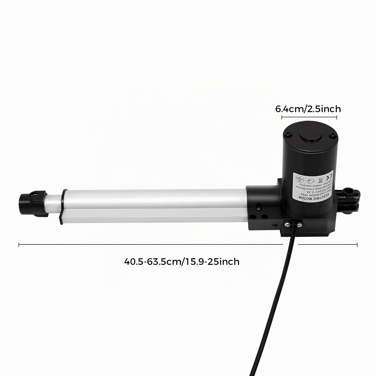 Attuatore lineare 6000N Attuatore lineare DC 24V Motore 230mm Attuatore elettrico reclinabile Motore 38-61cm Max. pressione/trazione 600KG