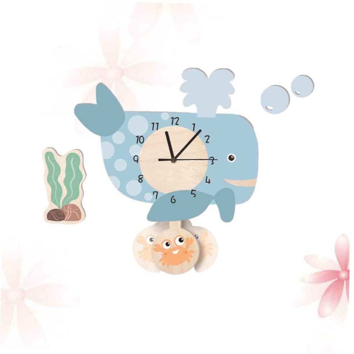 Reloj de Pared Colgante Ballena de Dibujos Animados Silencioso, Material Ecológico, para Jardín de Infantes y Sala de Estar, Decoración de Pared Creativa