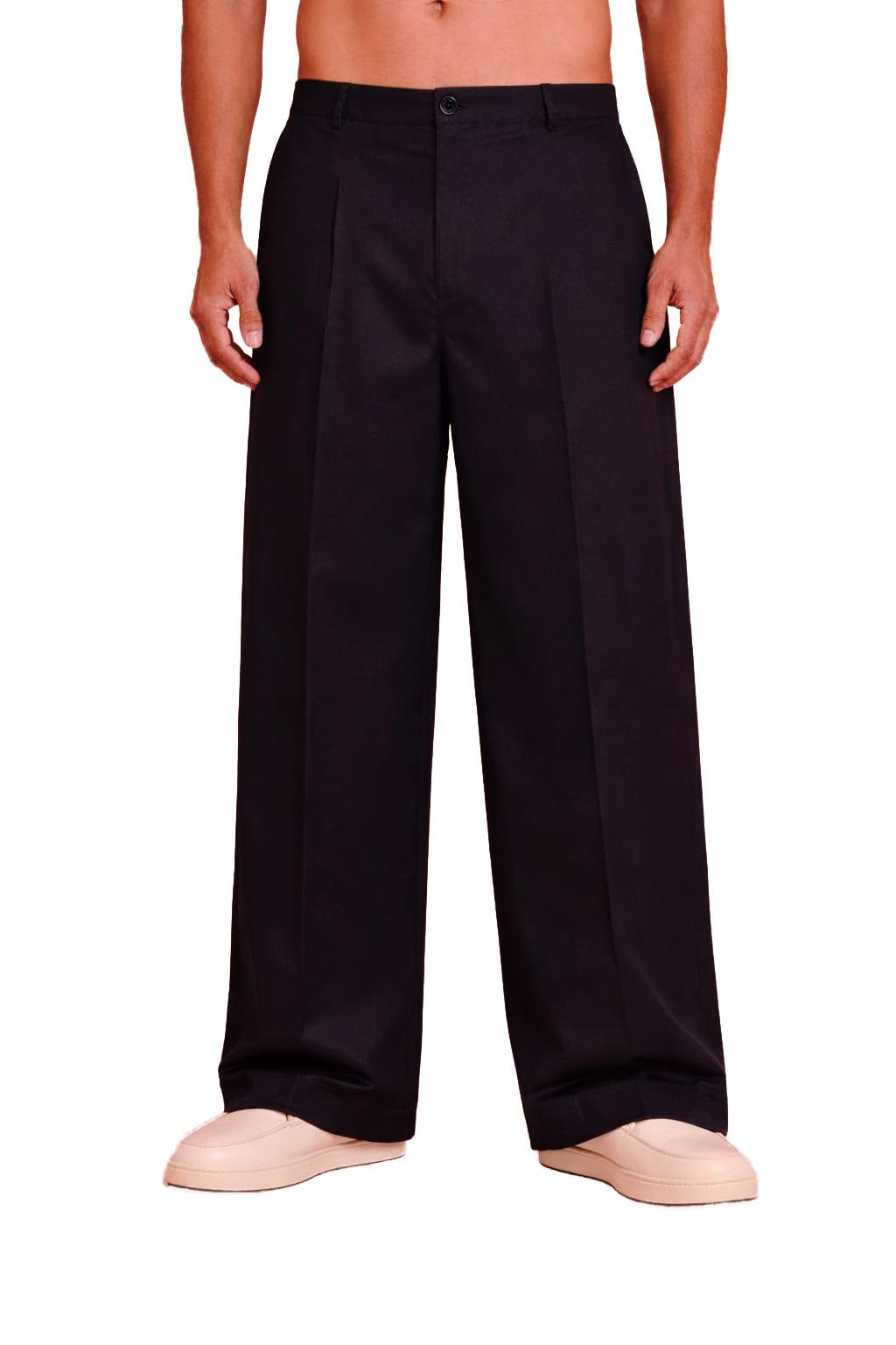 Men Cotton Lycra Wide Leg Palazzo - Zip Button Elastic Waist Party-image-30