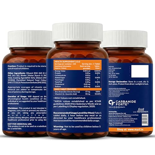 Carbamide Forte Zinc Citrate with Vitamin C, 120 Tablets — Zinc Supplements - image 10