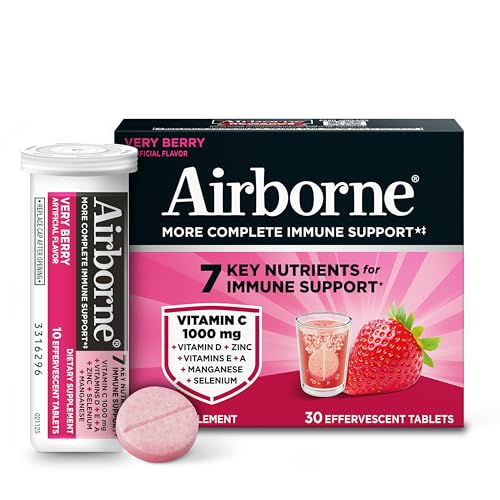 Airborne 1000mg Vitamin C with Vitamin D & Zinc,...