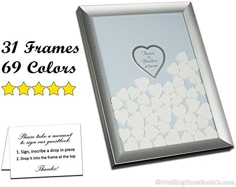 Drop in Hearts Wedding Guestbook with Color Matboard Hearts