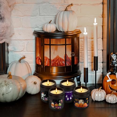 Image of 4 Pack Black Halloween Scented Candles -7oz Soy Wax Candles with Essential Oils (Rosemary, Vanilla, Gardenia, Lavender)