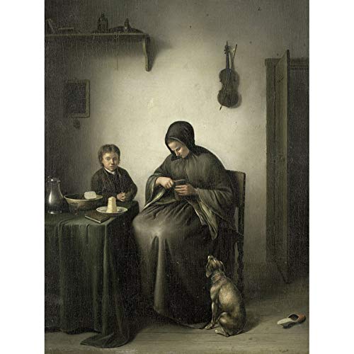 Artery8 Janson Woman Slicing Bread Art Print Canvas Premium Wall Decor Poster Mural
