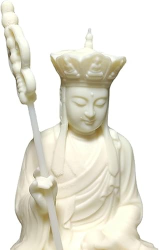 Miniatura 6 de Estatua de Buda de Ksitigarbha, decoración de Feng Shui, estatua de Ksitigarbha blanca, decoración de jardín, oficina en casa, regalo de meditación