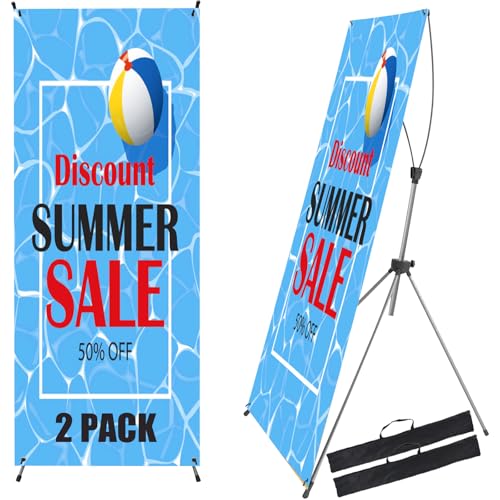 2 Pack Adjustable Banner Stands with Carrying Bag