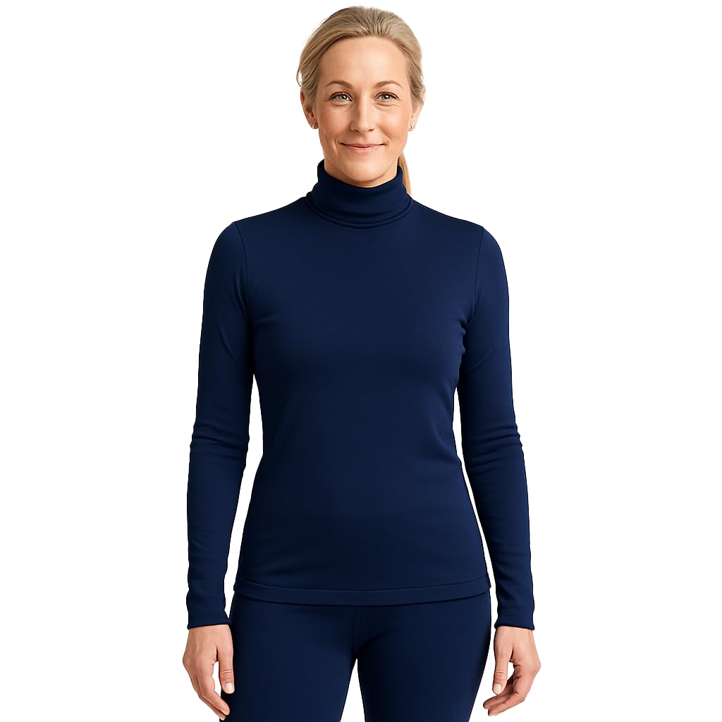 lands' end Women’s Thermaskin Baselayer Thermal Turtleneck Top – Long Sleeve Lightweight Heat-Generating Thermal Shirt-picture-13