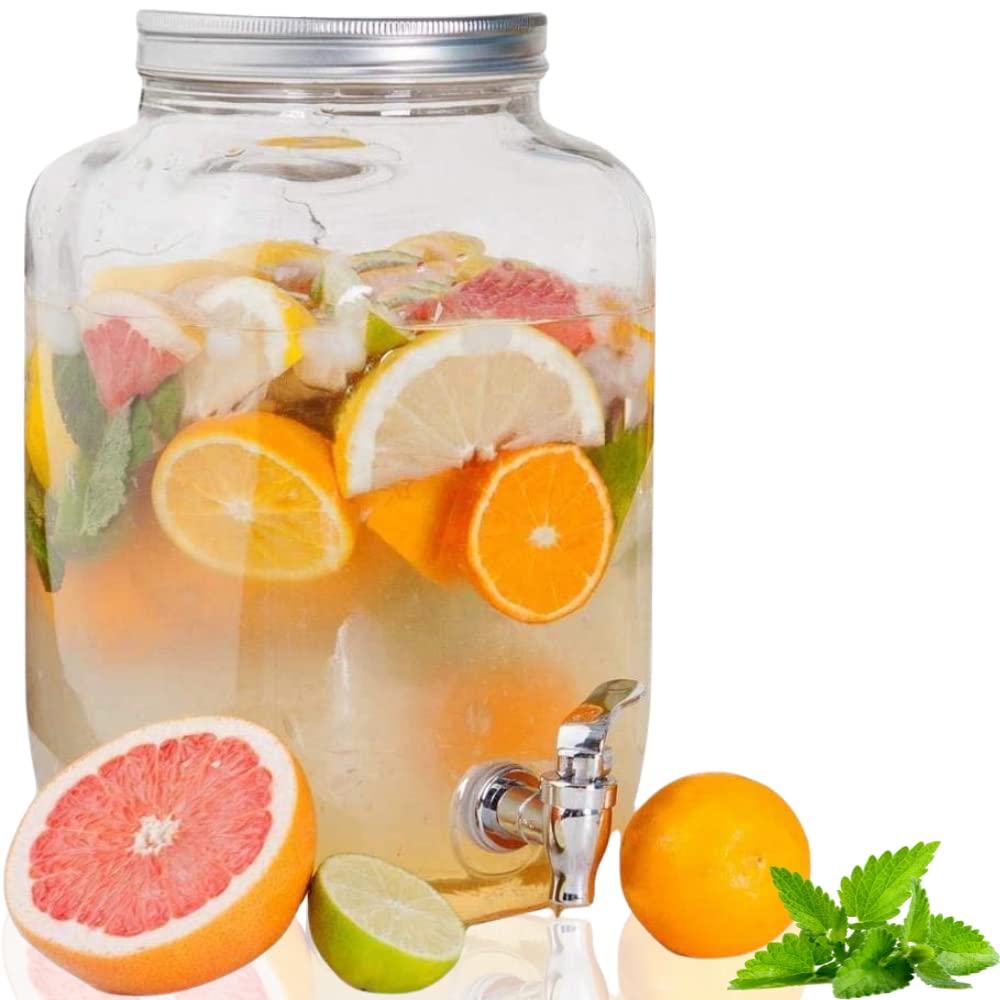 Buy EVERBUY Glass Drinks Dispenser with Tap Easy Filling Wide Mouth