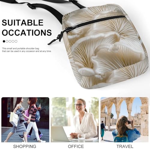 White Oyster Mushrooms Oxford Cloth Ammo Crossbody Shoulder Bag Medic Bag Classic Small Messenger Crossbody Bag Unisex Classic Canvas Shoulder Bag for Women, Bookbag for Work4