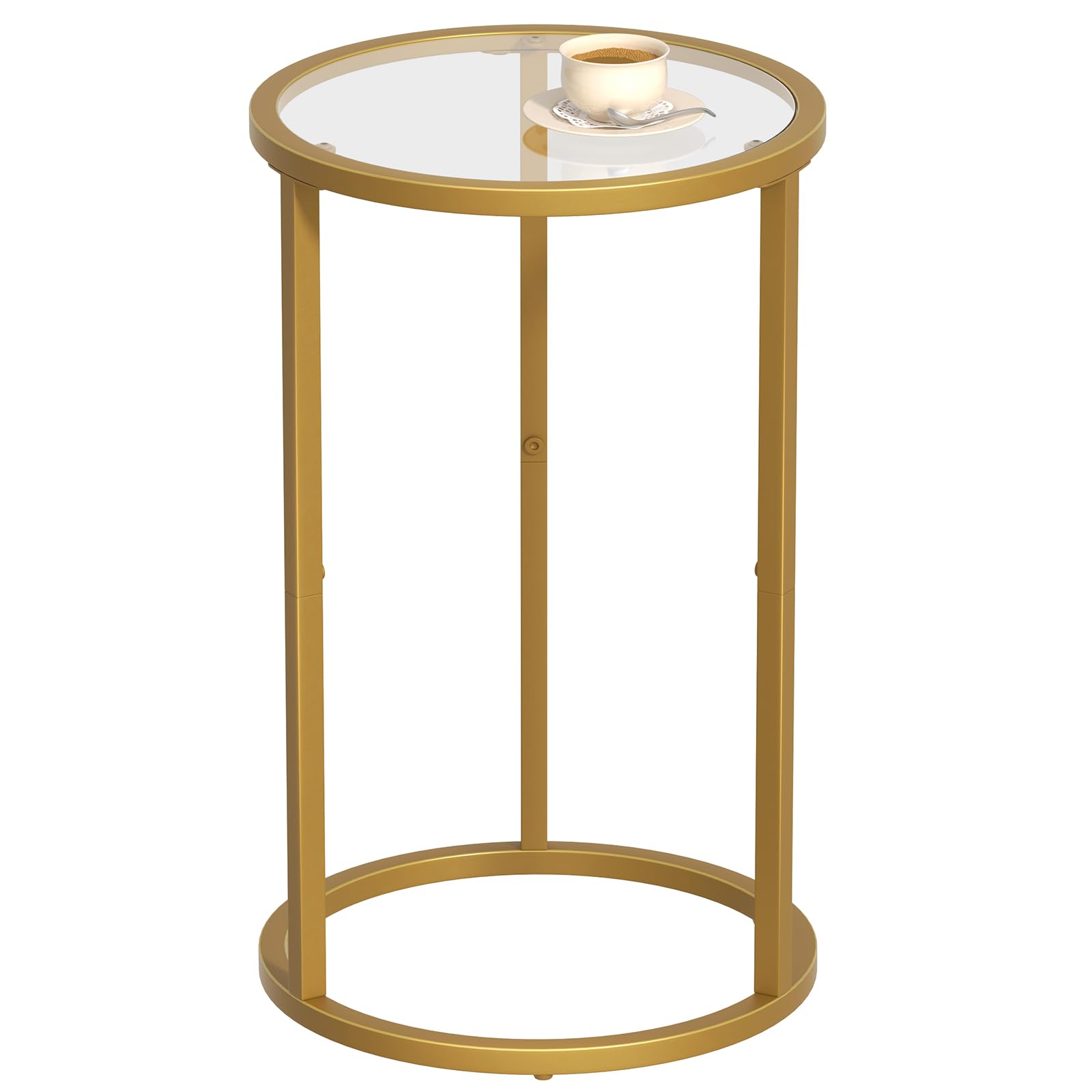 SAYGOER Round Side Table Small Gold End Table for Small Spaces 11.8" x 19.7" Narrow Couch Night Stand Modern Bedside Table for Living Room Bedroom, Easy Assembly
