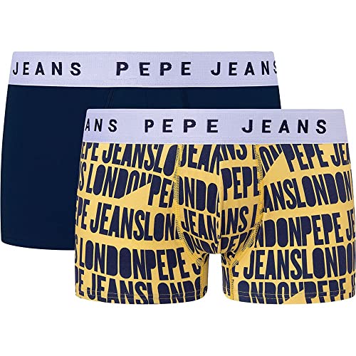 Pepe Jeans Allover Logo TK 2P Maillot, Jaune (Yellow), XL (Lot de 2) Homme