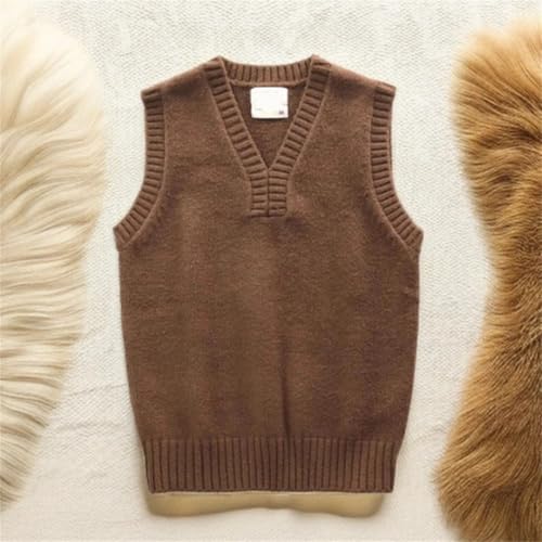 Men's Knitted Vest Solid Color Waistcoat V Neck Slim Fit Sweaters Sleeveless Cable Knit Top2
