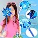 Deekin 50 Pcs Blue Pinwheels Bulk for Health Awareness Pinwheels for Yard and Garden Reflective Pin Wheel Spinners Toy