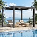 Aluminum Louvered Pergola - 10' x 10' Patio with Adjustable Roof for Outdoor Deck (Black)