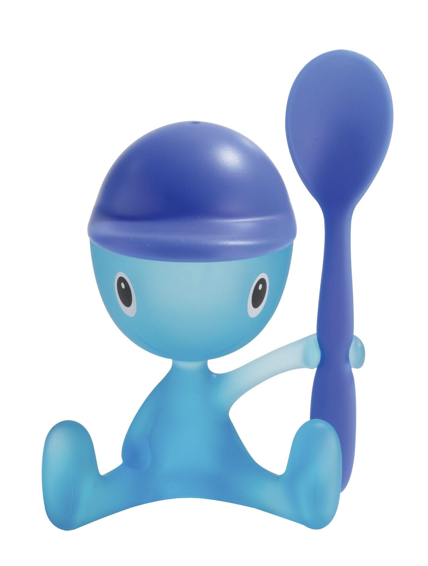 Alessi "CICO" ASG23 GR Eierbecher mit Salzstreuer und Löffel aus thermoplastischem Harz, hellblau, 24.5 x 6 x 23 cm