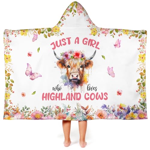 Image of Highland Cow Hooded Bath Towels for Girls,Soft Cotton Swimming Shower Beach Blanket (Highland Cow)