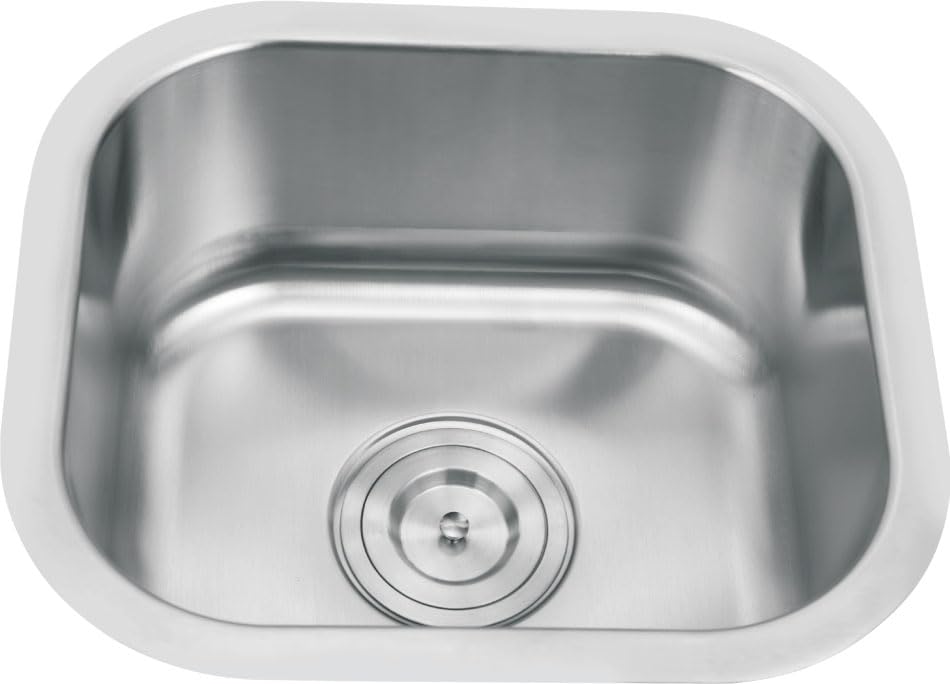 SILVER LINE Undermount Stainless Steel Grade 304 Kitchen Sink, 14-1/2" x 13" x 7"