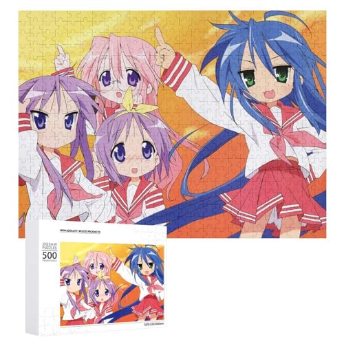 パズル 木製パズル 300/500/1000ピース オシャレアニメ柄 らき☆すた ジグソーパズル 【天然素材 無毒で安全】 大人向け 頭脳開発 集中力鍛錬 暇つぶし ストレス解消 装飾画 キャラクター 周辺 萌えグッズ 健康的素材で安全安心 500 PCS