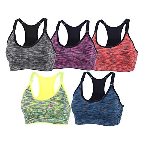 xcylive Women's 5 Pack Adjustable Sports Bras Cover