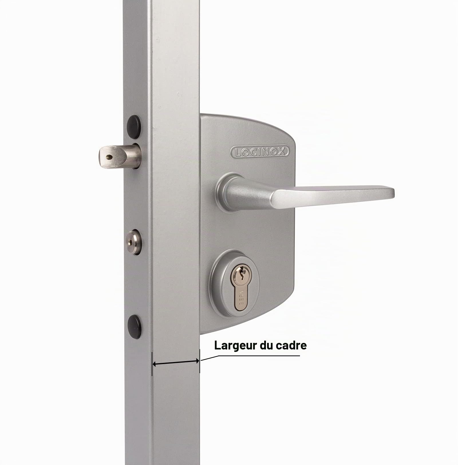 Locinox Serrure Sécurité LAKQ3030 U2, Argent pour 30 À 50mm Rahmenprofile - Gartentorschloss, Flügeltorschloss, Château de Boîte Avec Cylindre Pour Dévisser, Gartentürschloss