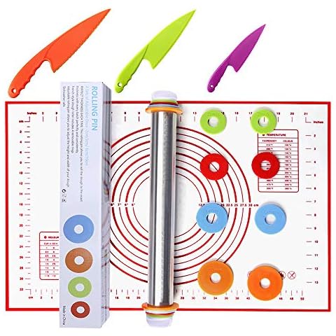 Rodillo de Cocina DIDUDE de Acero Inoxidable con Discos Ajustables y Tapetes de Silicona Cover
