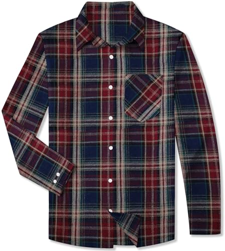 Image of Betusline Boy and Men Button Down Plaid Shirt | Soft,Breathable and Comfortable Fabric