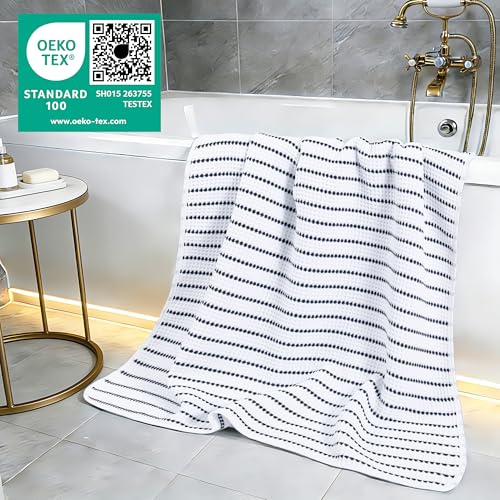 Image of POLYTE 430 GSM Microfiber Oversize Quick Dry Lint Free Bath Towel, 60 x 30 in, 4 Pack (Waffle Weave)