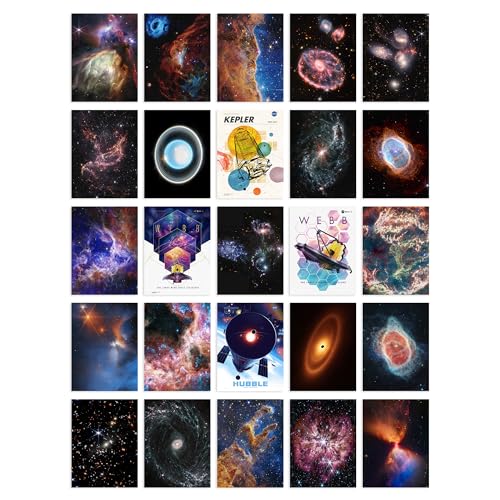 Set Pack of 50 James Webb Hubble Nasa Galaxies Star Clusters Universe Outer Space Collage Kit Postcards Bedroom A6 Set Pack 15x10 cm (6x4')