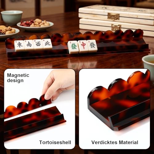 Set de 4 estantes para Mahjong con empujador magnético miniatura 4