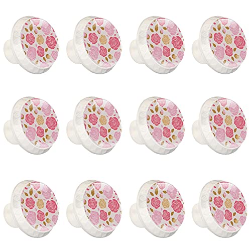 Boutons de placard roses et feuilles pour commode rétro