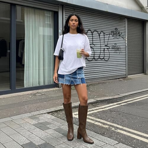 Image of Modatope Knee High Boots Women Square Toe Chunky Heel Fashion Tall Boots | Block Heel Gogo Boots with Side Zipper,Fashion Heeled Fall Winter Boots,Long Dressy Boots for Women