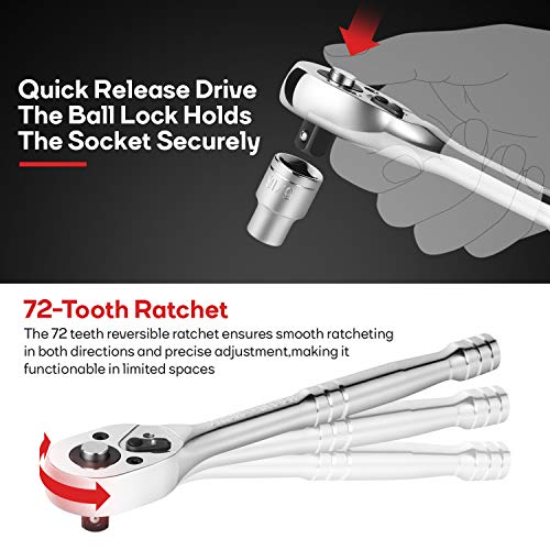 248-Piece Mechanics Tool Set and 12-Piece Flex-Head Ratcheting Wrench Set by Eastvolt for Auto Repair (EVHT24801, EVHT1201)