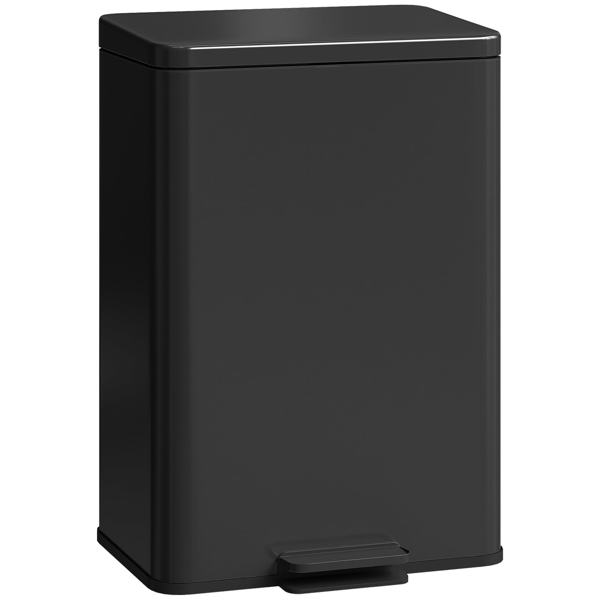 HOMCOM 20L Kitchen Bin Soft-Close Lid Stainless Steel Pedal Bin Matte Black