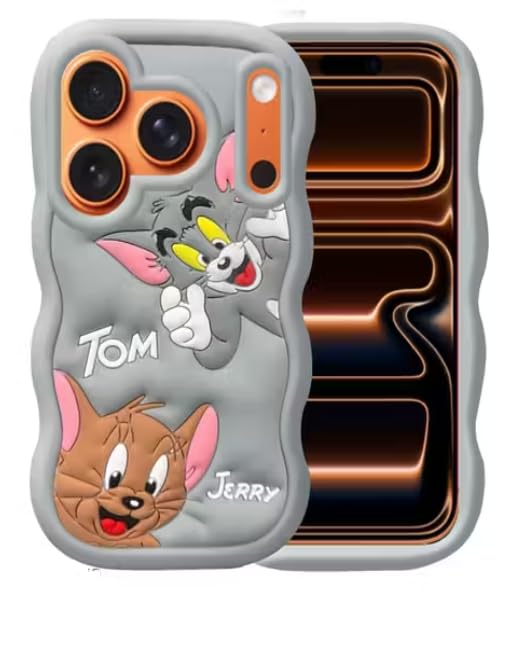 Image of MIDOS Back Cover Compatible with iPhone 17 Pro, 3D Soft Silicone 3D Cute Cartoon Full Protective Case for iPhone 17 Pro (Gray)