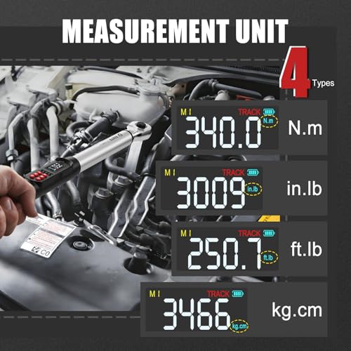 Image of VANPO Digital Torque Wrench 1 /2-Inch, 12.5-250.8 ft-lb, for Wheel Lug Nuts | Electronic Torque Wrench with LCD Display, Audible & Vibration Alert, for Automotive & Cylinder Heads, Brakes Maintenance