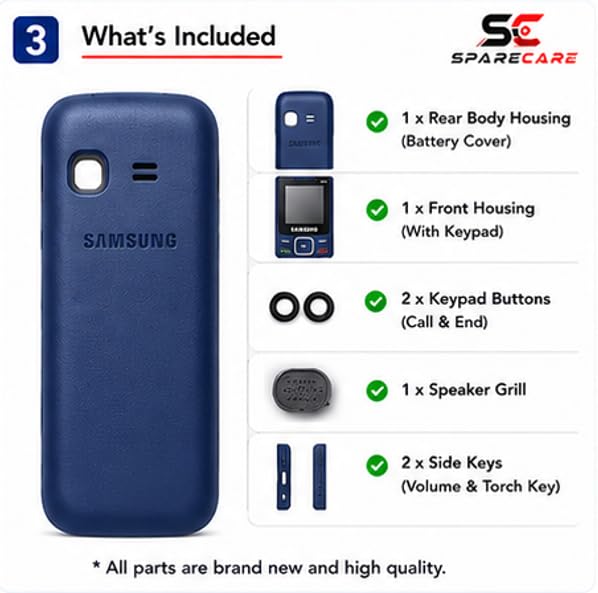 SPARECARE Samsung B10 Blue Full Body Housing with Keypad - Image 6