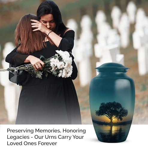 Image of Personalized Tree - Large Urns for Human Ashes Adult Male - Burial Urn for Ashes for Women - Decorative Cremation Urns - 10 Inch - Large with Velvet Bag - Funeral Urns for Human Ashes Adult