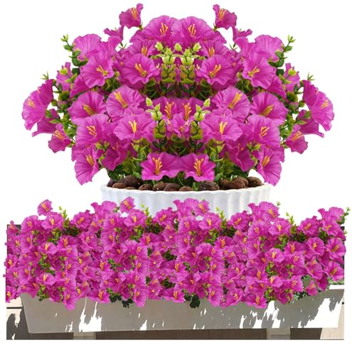 Rongrongago 8 Pièces Fleurs Artificielles Extérieures, Résistant Aux Intempéries Fleurs...