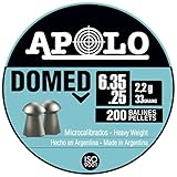 Apolo Domed Airgun Pellets, 6.35mm.25 Caliber, 33 Grains, E19912,Silver