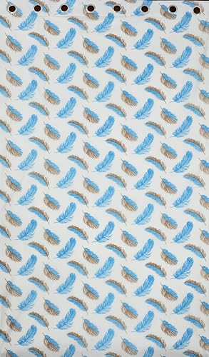 Image of Yarnis Feather Printed Light-Filtering Curtains 9 Feet Long for Long Door Living Room, Aqua Blue, Parda, 1 Piece