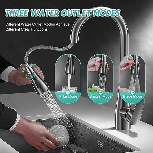 Robinet d'évier monotrou à poignée unique avec conduites d'eau