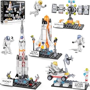 Booyuer Transbordador Espacial 8 en 1 Juguete Stem, 415 PCS Kit de Construcción de Cohete Aeroespacial con Estación Espacial, Torre de Control y Figuras de Astronautas, Regalo para Niños de 6+