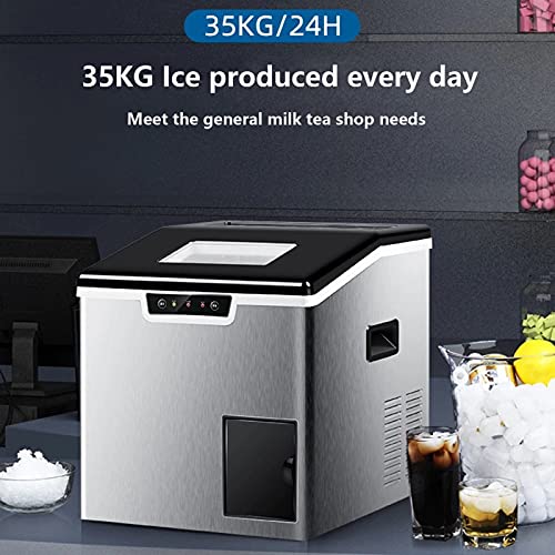 Máquina fabricadora de hielo de auto-limpieza para encimera, 18 cubos en 8 minutos, portátil y compacta, con cucharón y canasta para hielo, acero inoxidable, ideal para hogar/cocina/oficina/bar, color plata miniatura 5